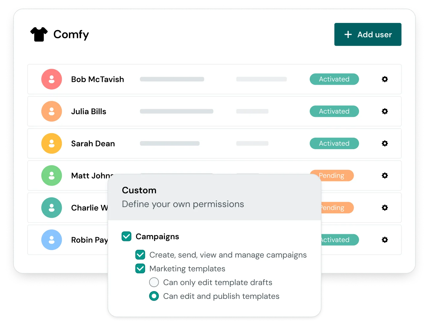 Mailjet's user permissions feature allows for cohesive design.