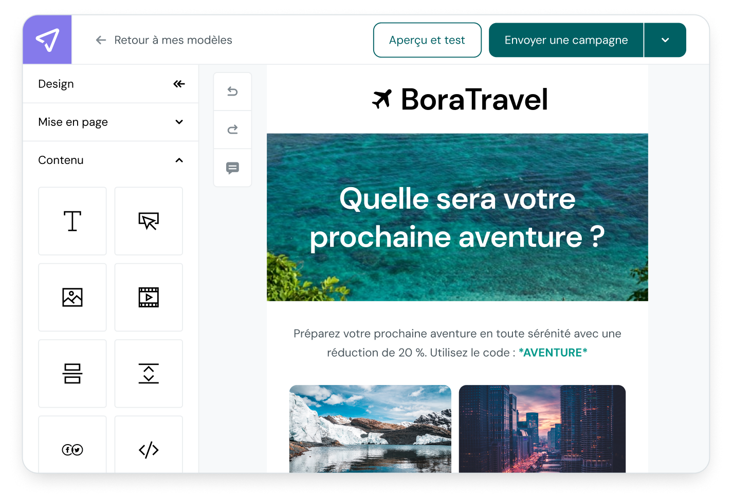 L’éditeur d’emails de Mailjet améliore vos campagnes au fil du temps.