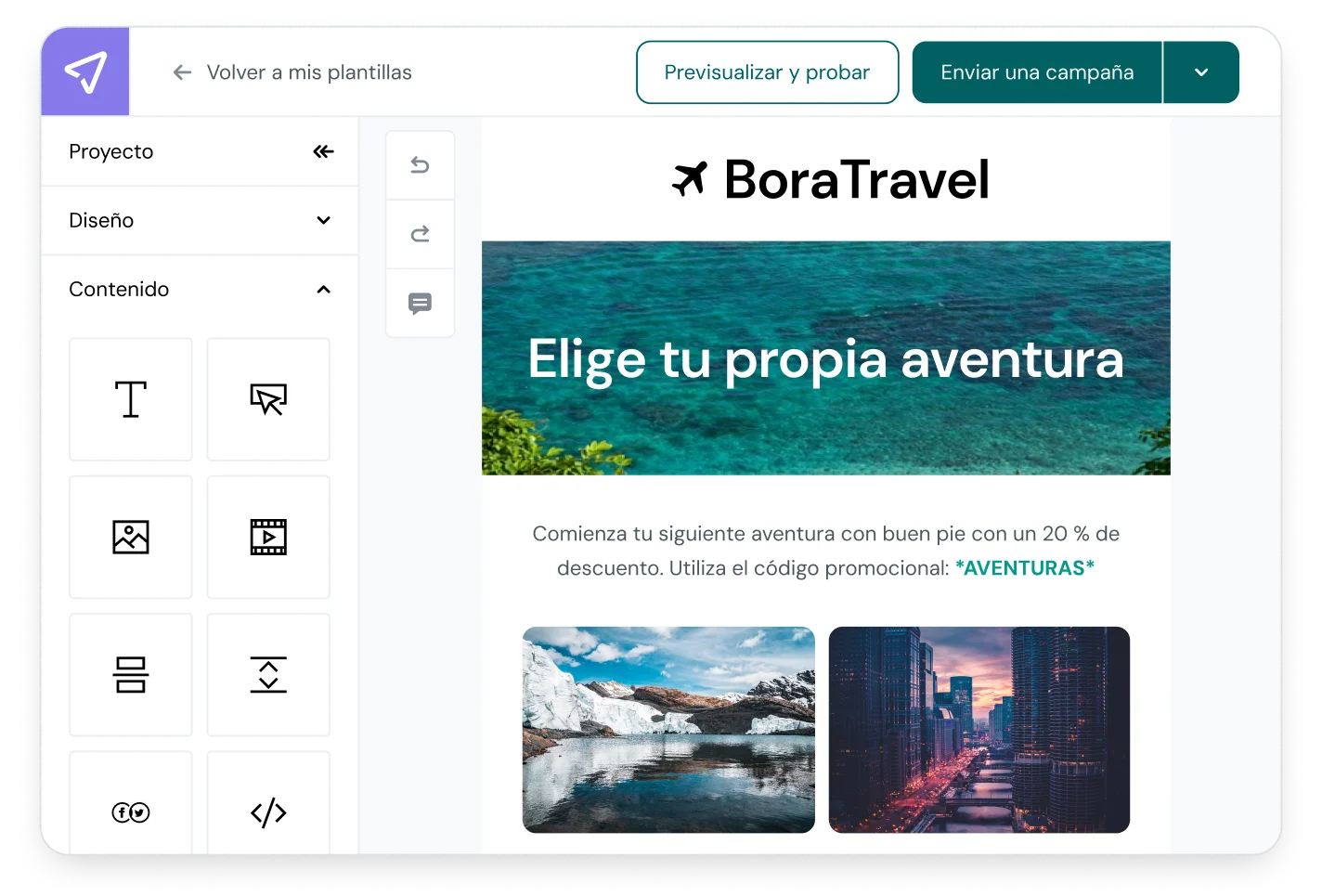 El editor de emails de Mailjet mejora tus campañas de forma continua.