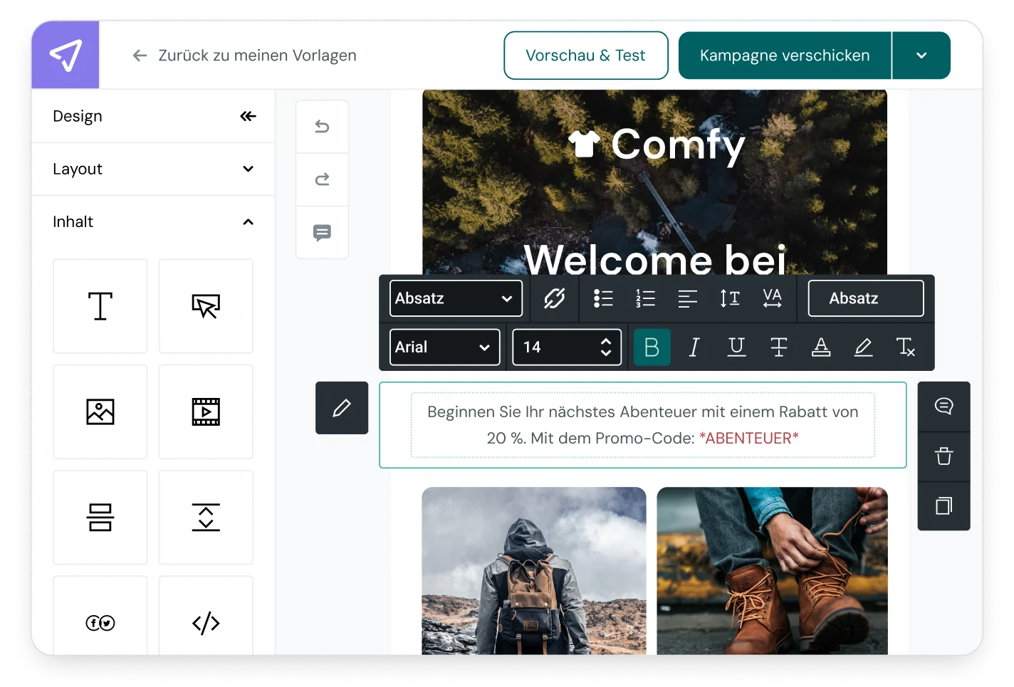 Der E-Mail-Builder von Mailjet ist intuitiv und kollaborativ.