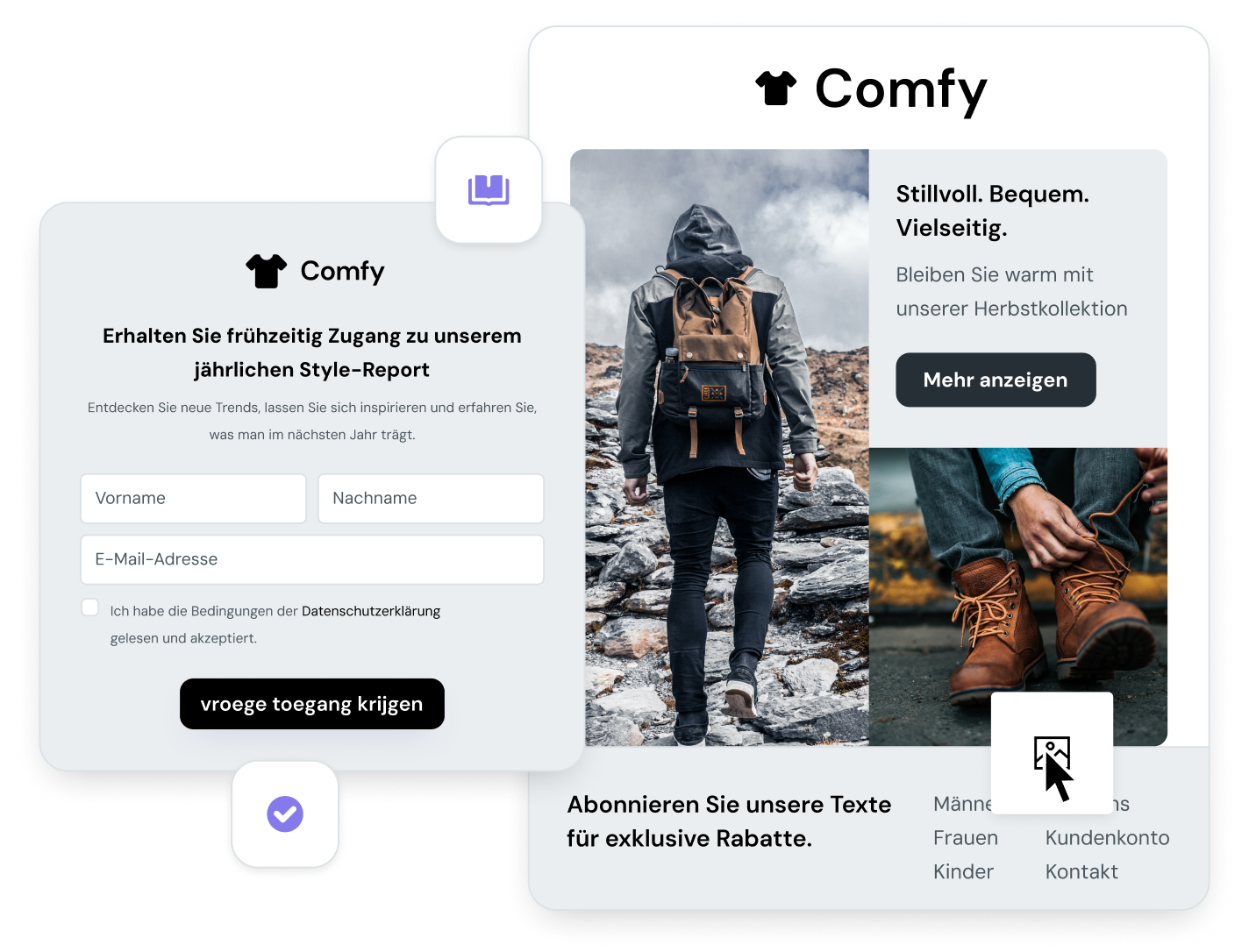 Mit Mailjet erstellte Beispiel-Landingpage mit Anmeldeformular