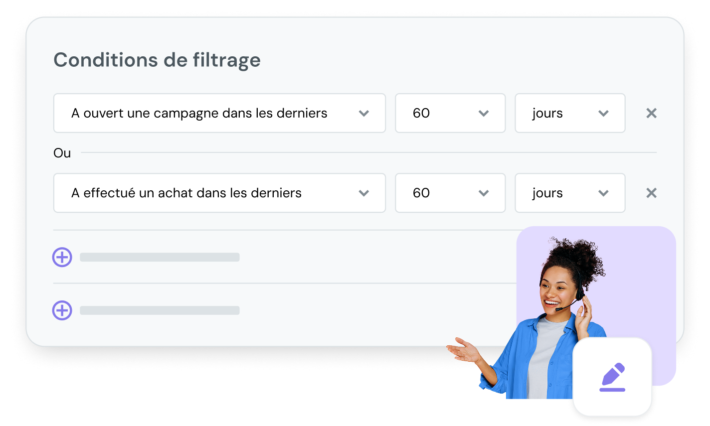 La fonctionnalité de filtrage de Mailjet vous aide à apprendre et à croître.