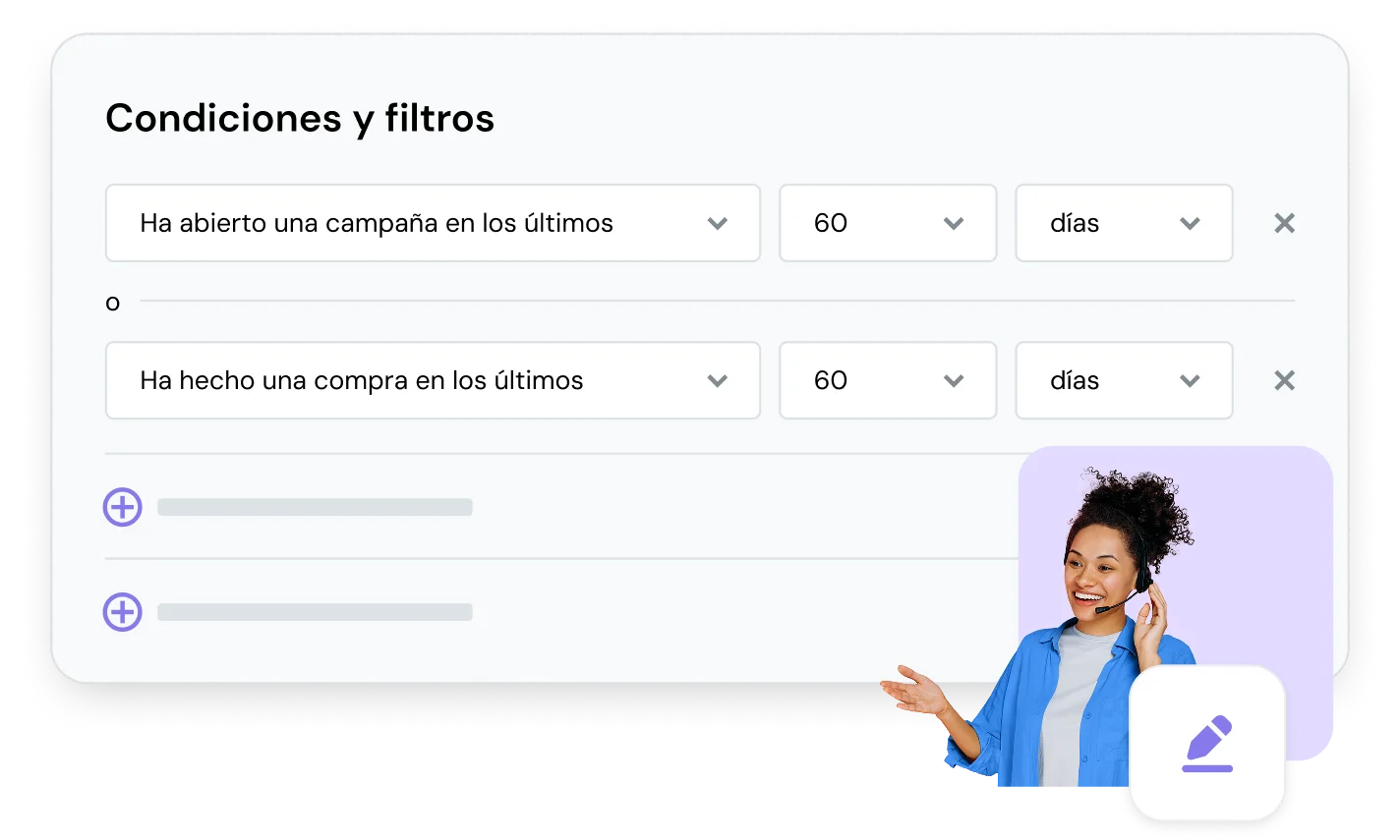 La función de filtrado de Mailjet te ayuda a progresar mientras aprendes.