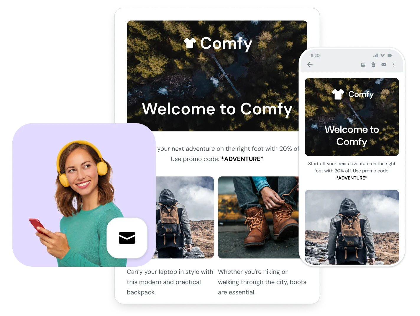 A mockup of beautiful, responsive emails.