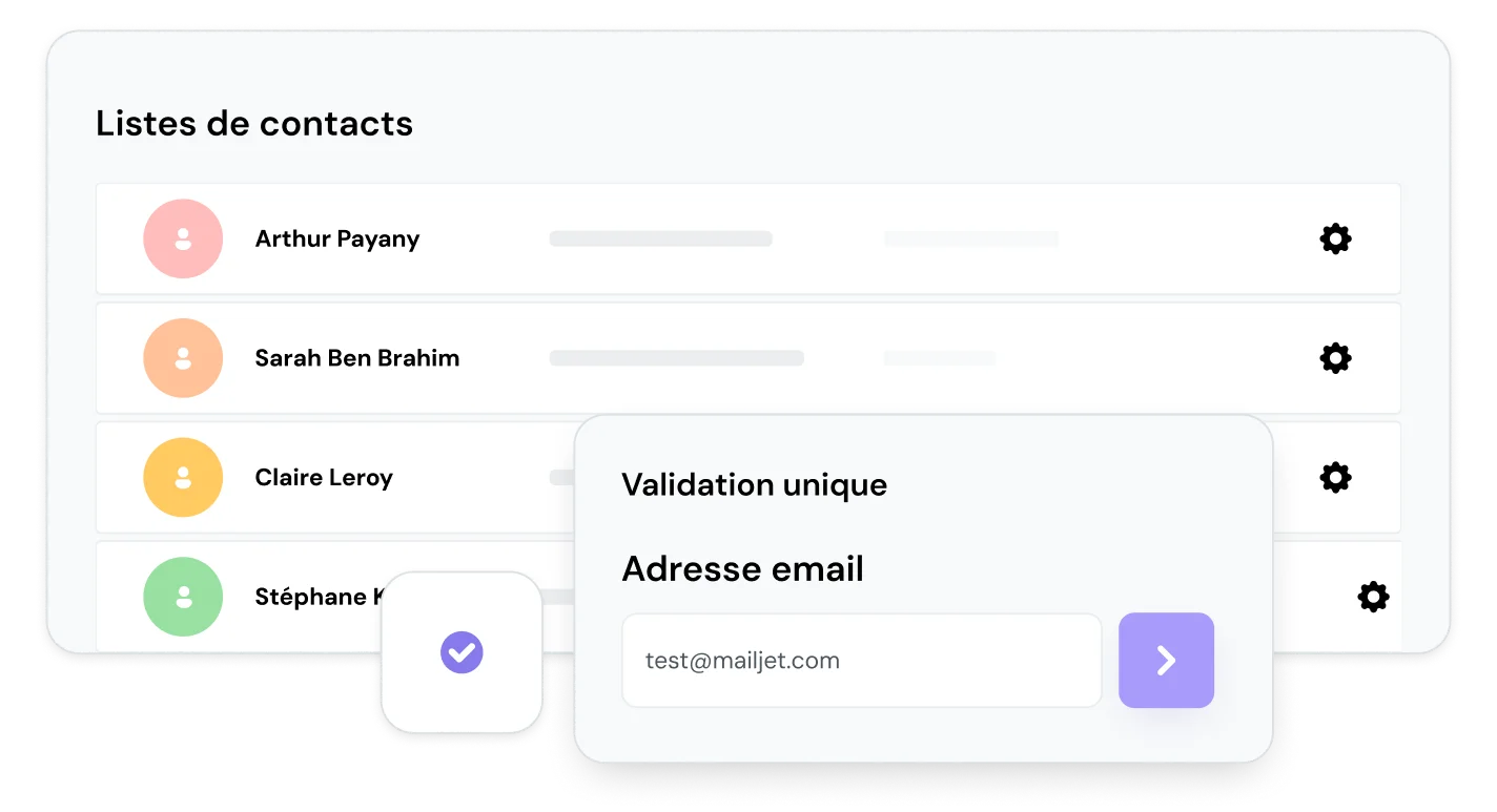 Liste de contacts avec formulaire de validation.