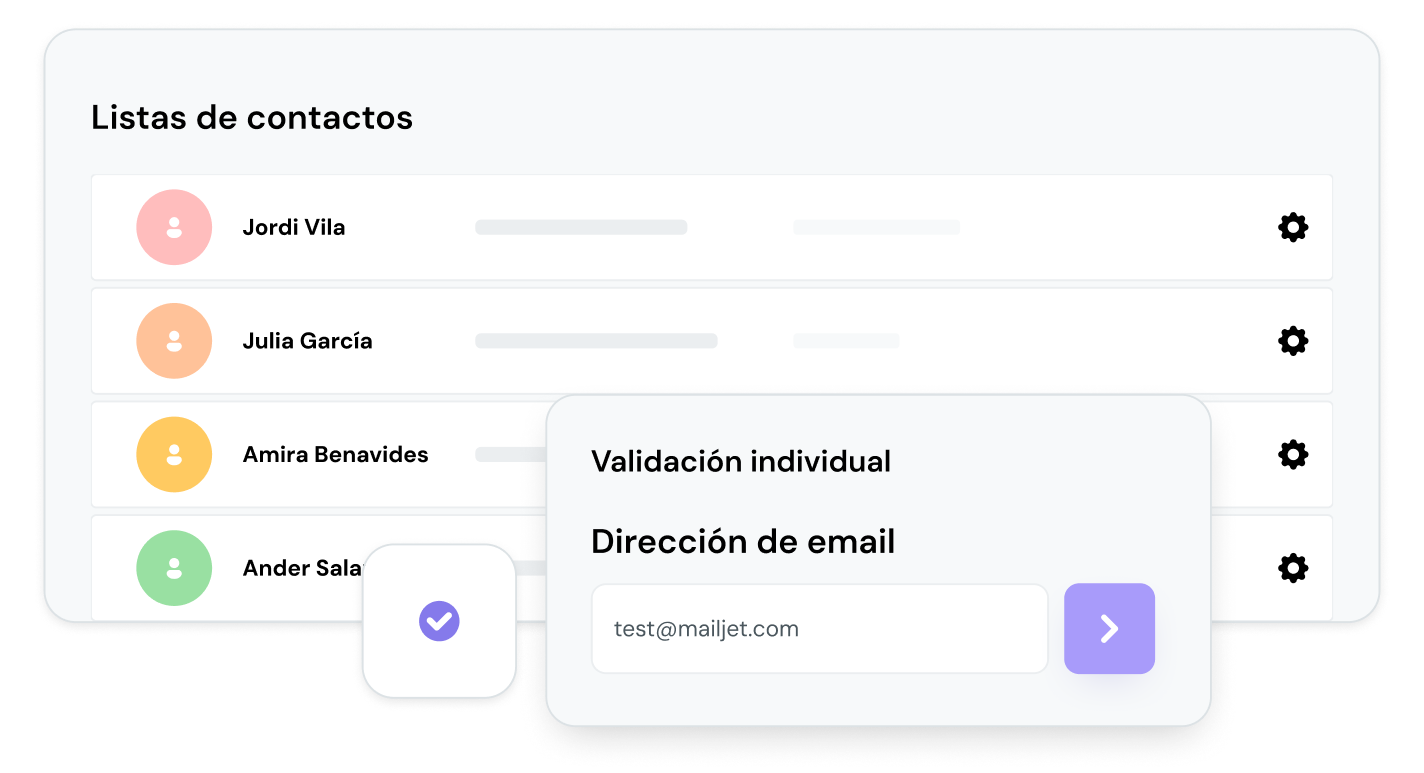 Lista de contactos con formulario de validación.