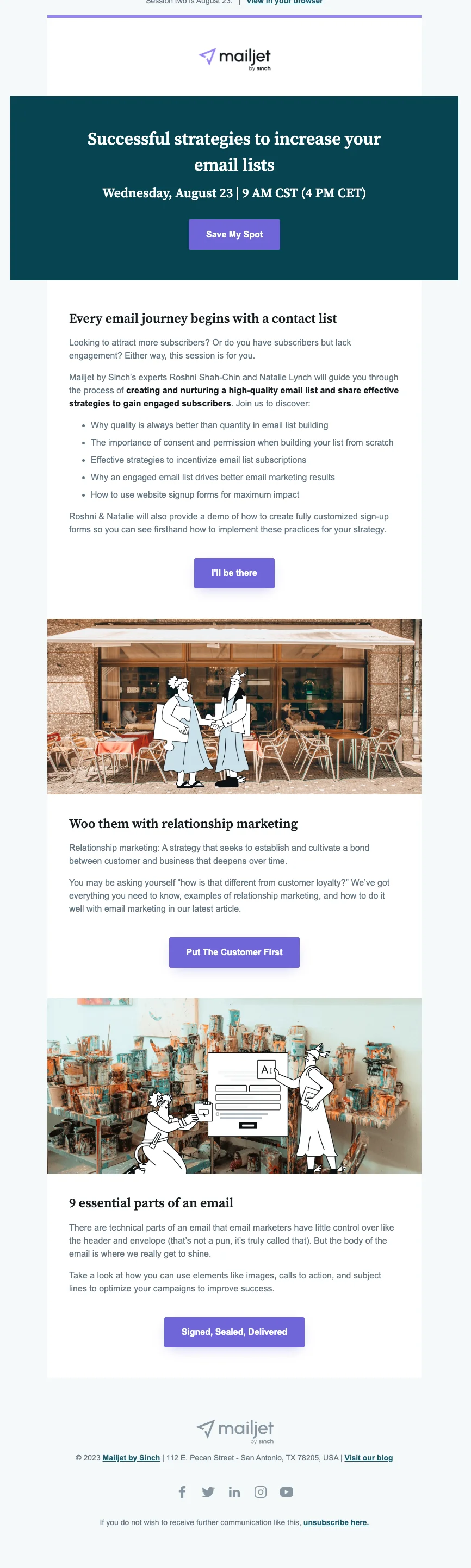 An example of a newsletter sent out by Mailjet