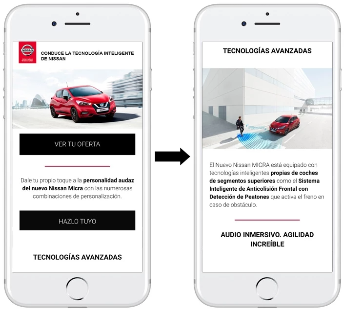 Campañas RCS de Nissan con detalles sobre el Nissan Micra.