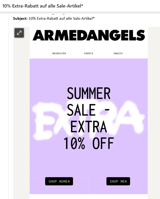 Sommer Newsletter Rabatt