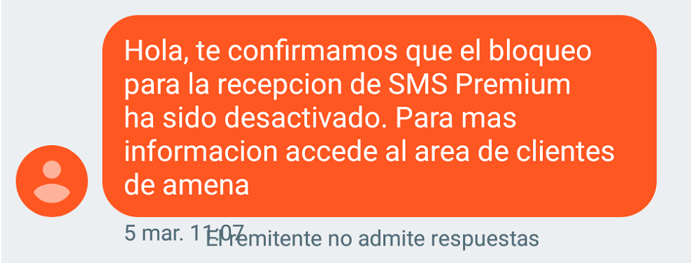 Ejemplo SMS transaccional