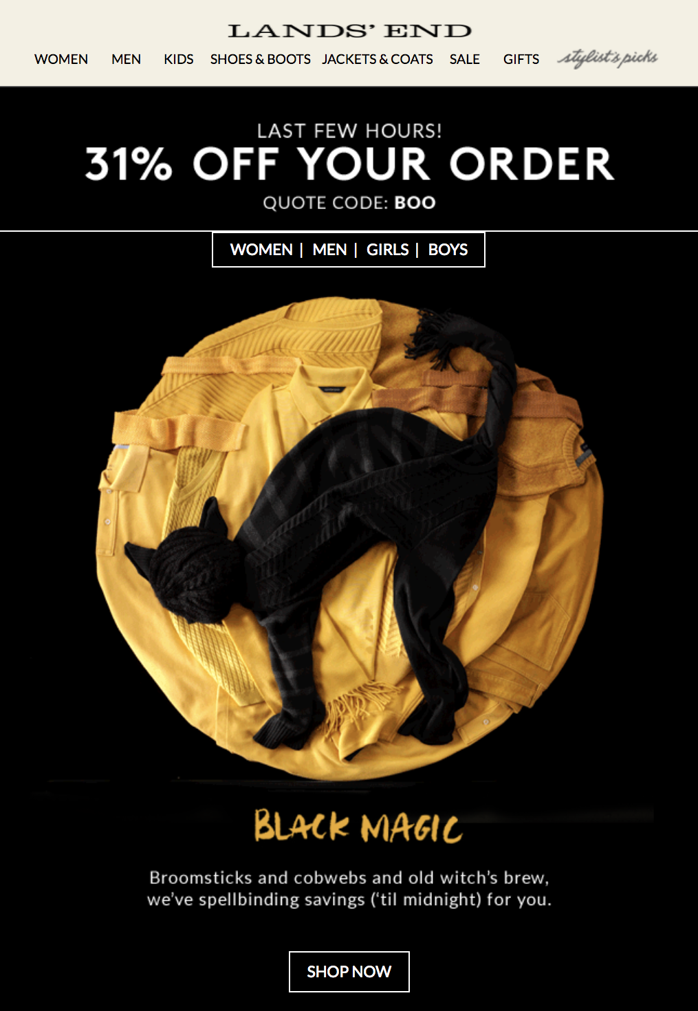 Halloween Marketing Beispiel von der Firma Lands´End