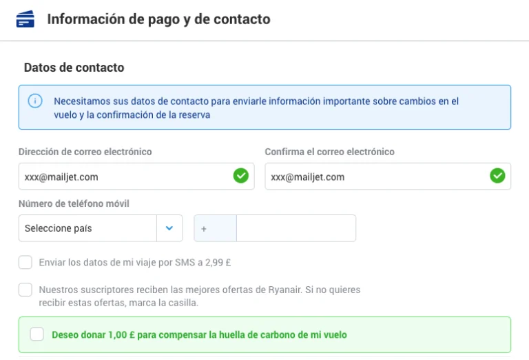 Formulario suscripción opt out Ryanair