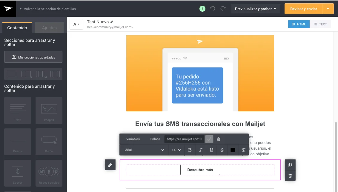 Añadir etiquetas UTM Mailjet