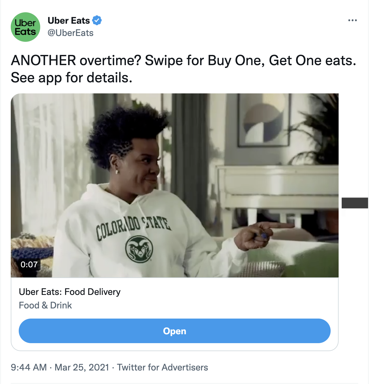 UberEats tweet