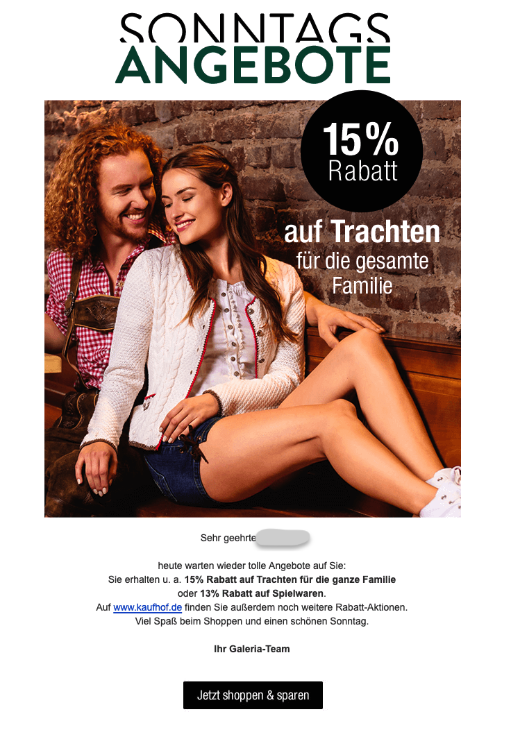 Sonntags angebote