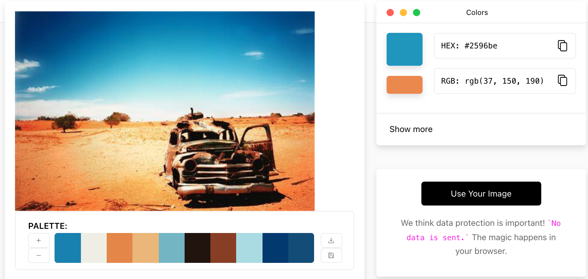 Captura de pantalla que muestra cómo funciona el selector de color de la imagen