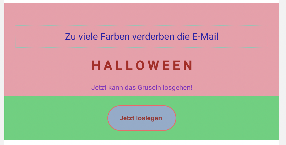 Beispiel Bild mit unpassenden Farben für einen Halloween-Newsletter