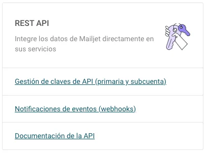API Mailjet gestión de webhooks