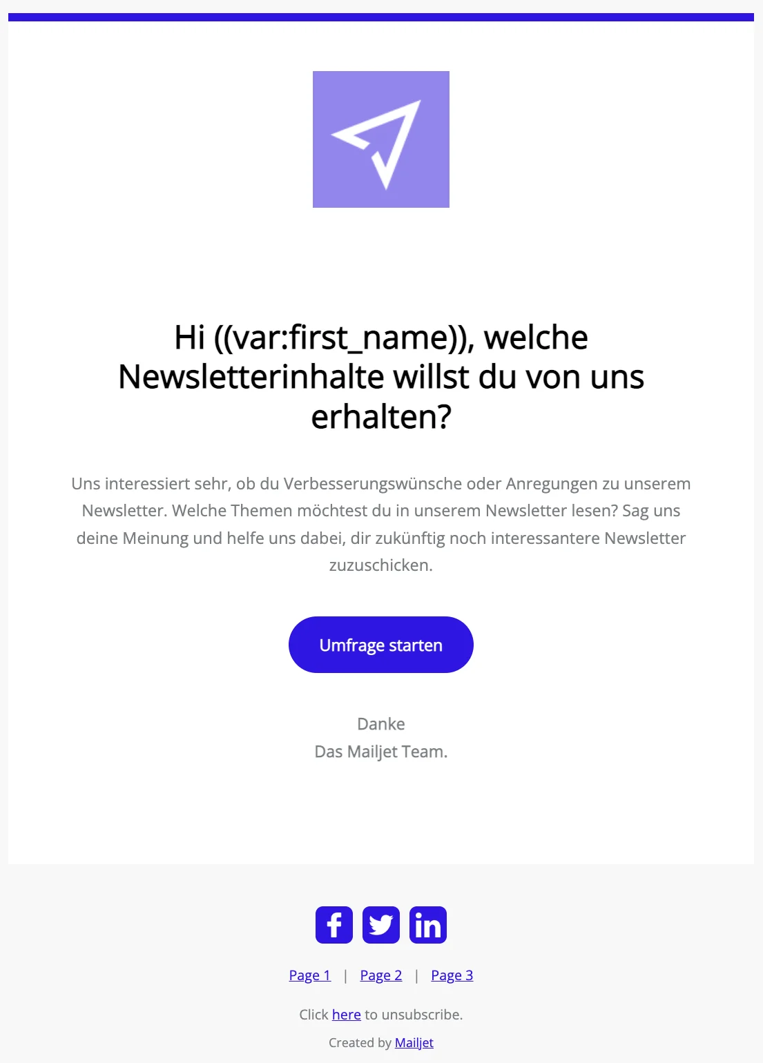 Feedback E-Mail Newsletter Inhalte