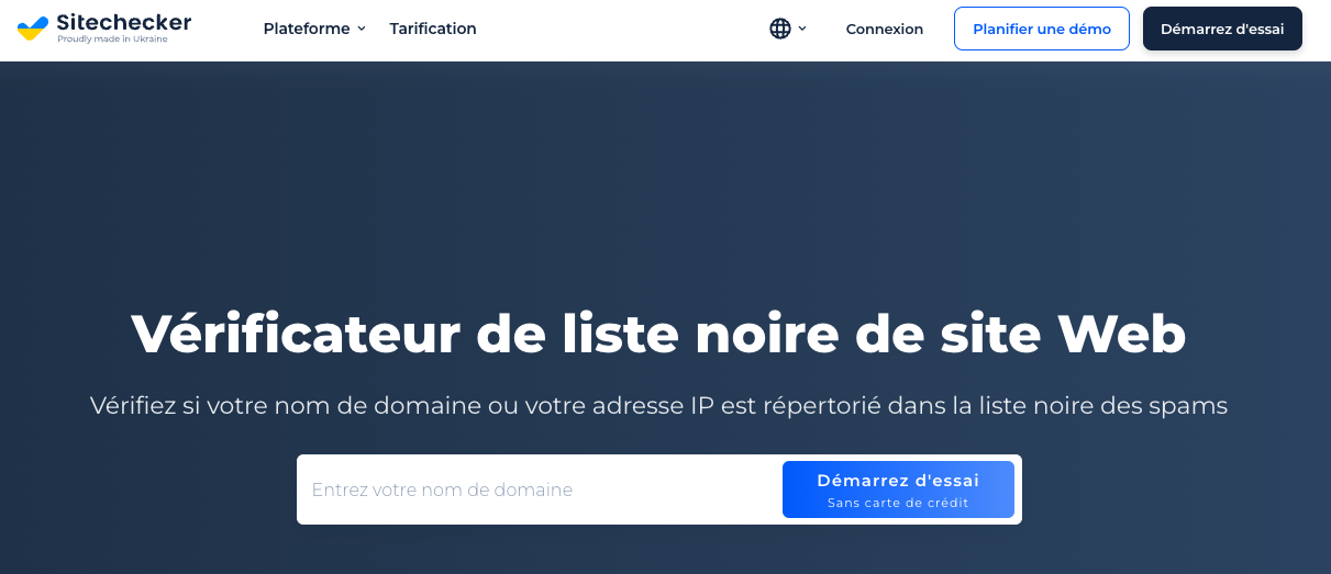 Capture d’écran de l’outil de vérification des blacklists de Sitechecker