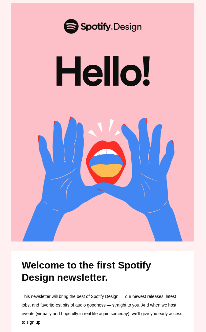 Spotify newsletter with pastel colors and pop art style