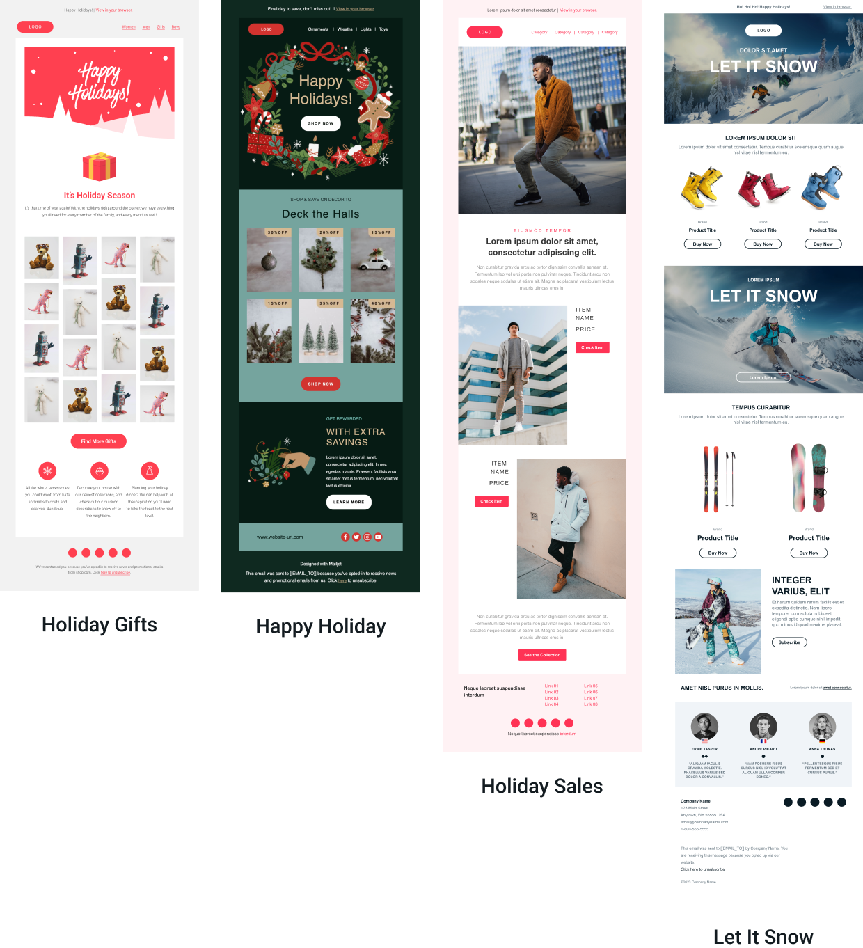 Christmas email promotion templates from Mailjet’s template gallery