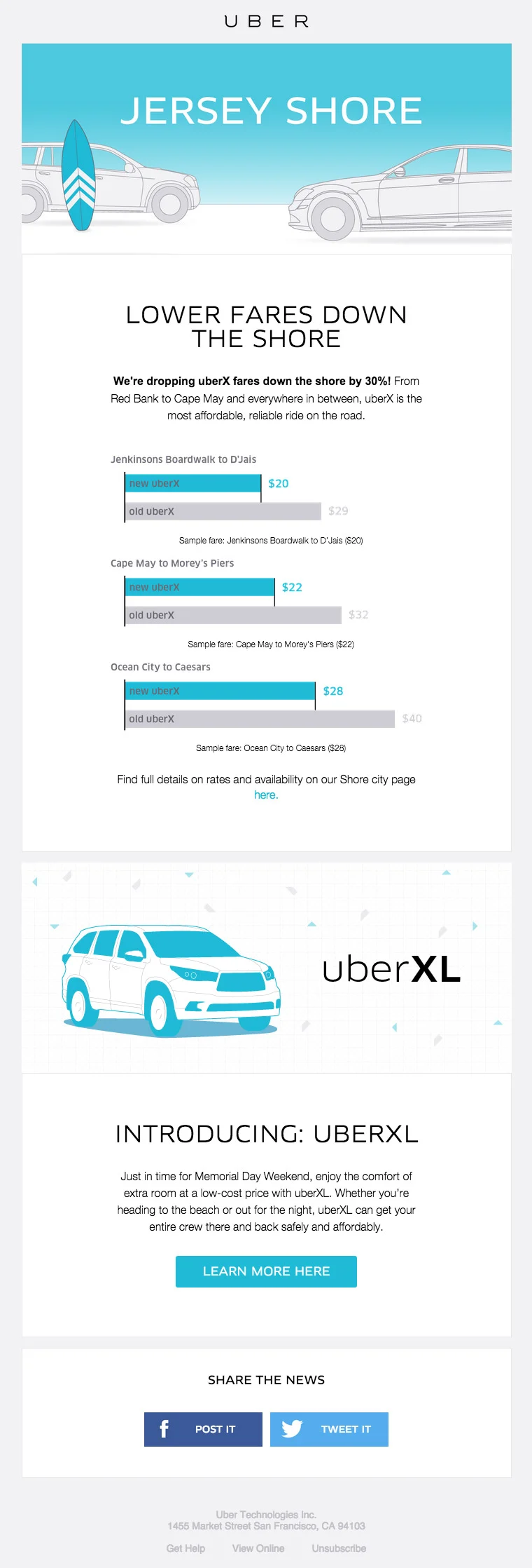 An example of an email using engaging imagery from Uber