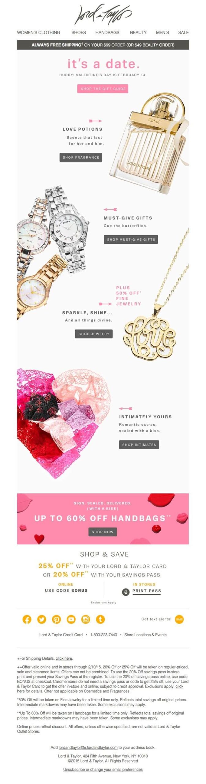 Abbildung einer E-Mail zum Valentinstag