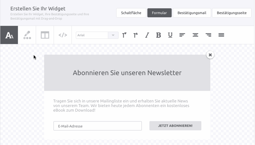 Erstellen Sie bei Mailjet mit nur wenigen Klicks Ihr ganz persönliches Widget 