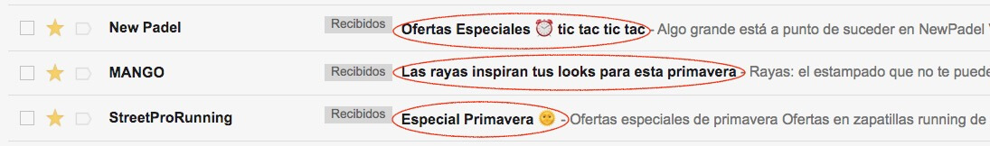 Ejemplos reales de líneas de asunto para newsletters