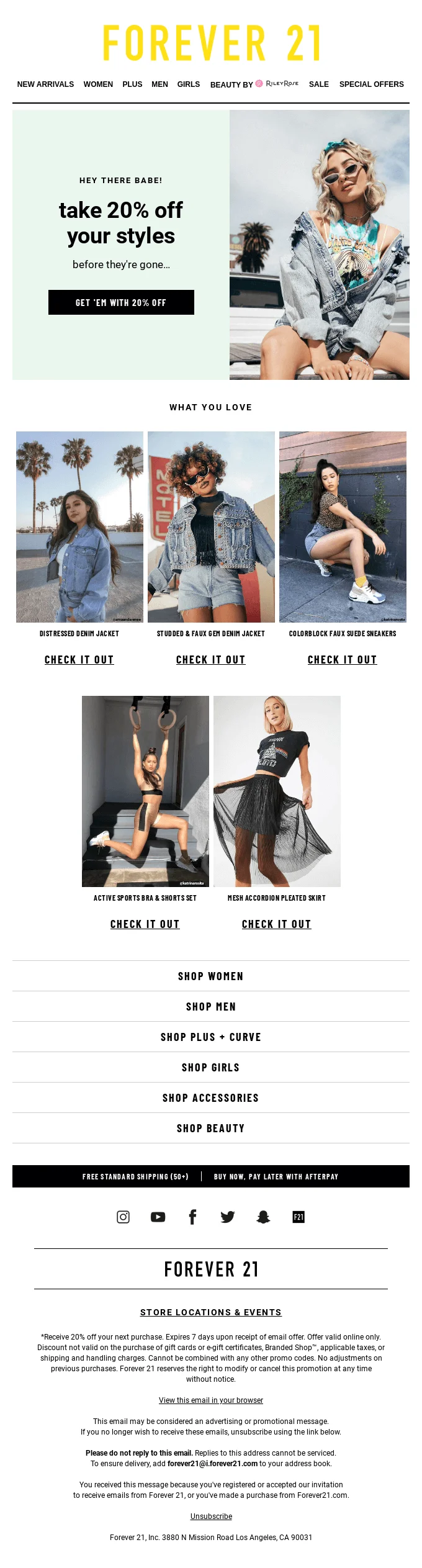 Exemple email Forever 21