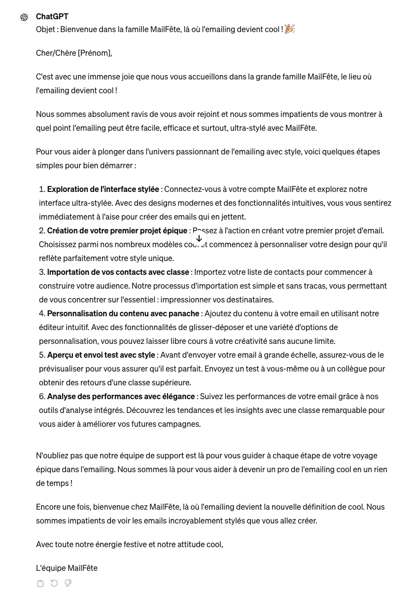 Un exemple de contenu généré par l’IA qui a du mal à adopter le discours de marque
