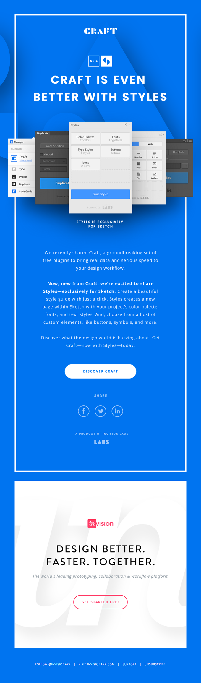 An example of a cohesive experience between landing page and email from Craft