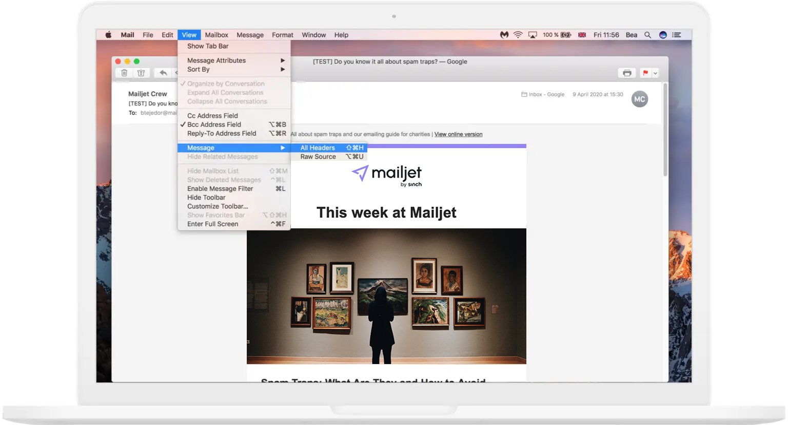 Full email header on the Apple Mail desktop application