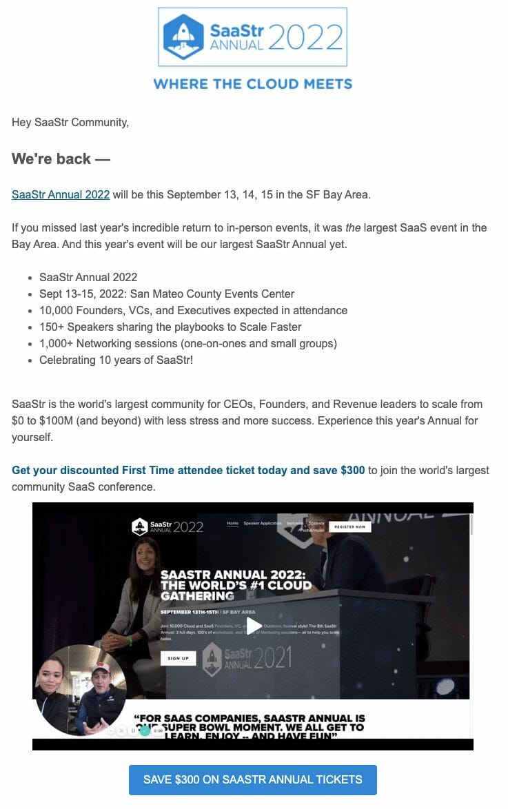 Personalized event email campaign
