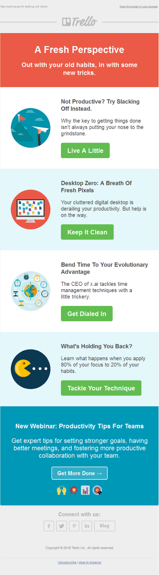 Colorful email with flat circular graphics