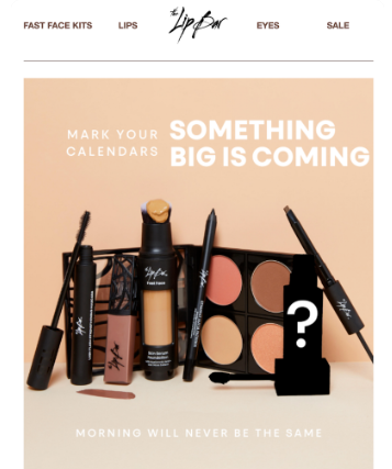 Newsletter von LipBar, der neue Produkte ankündigt.