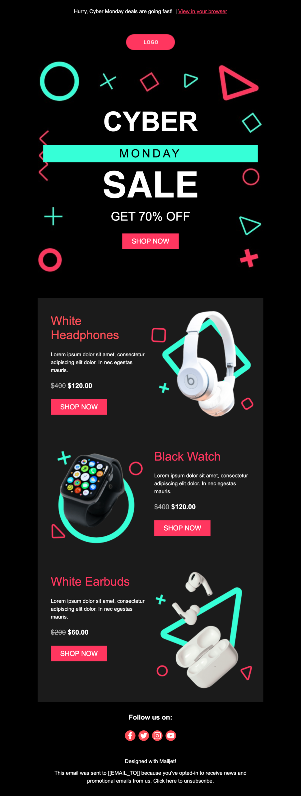 Vorlage für Cyber Monday im Neon-Look