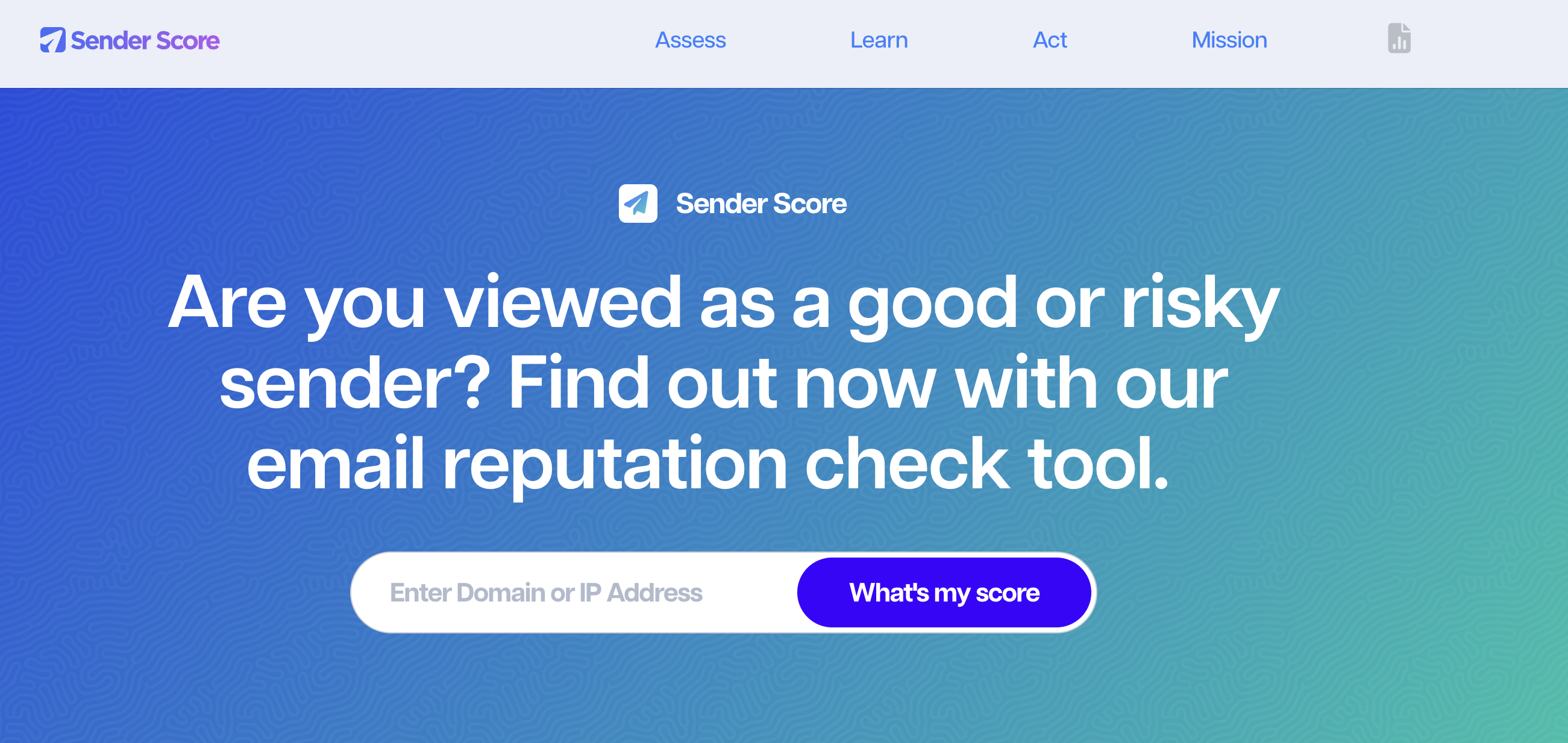 Captura de pantalla de la página web de Sender Score
