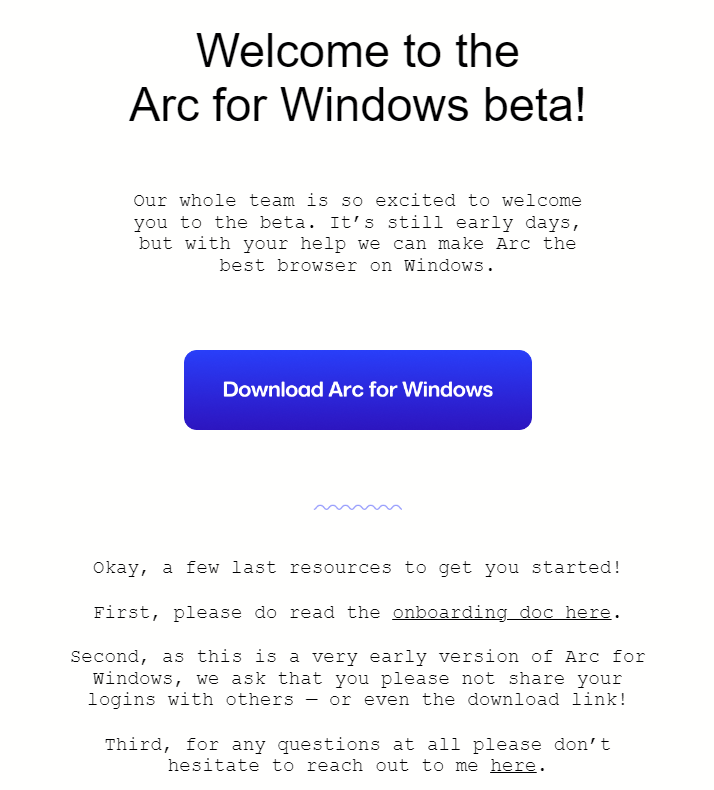 An example of a transactional email with links to additional resources