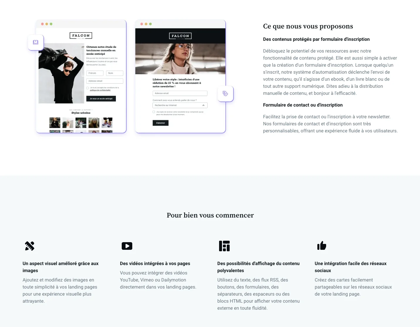 Exemple de landing page de produit
