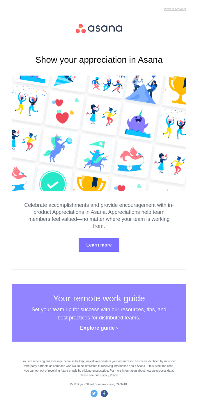 An example of a B2B campaign sent from well-known productivity software company Asana