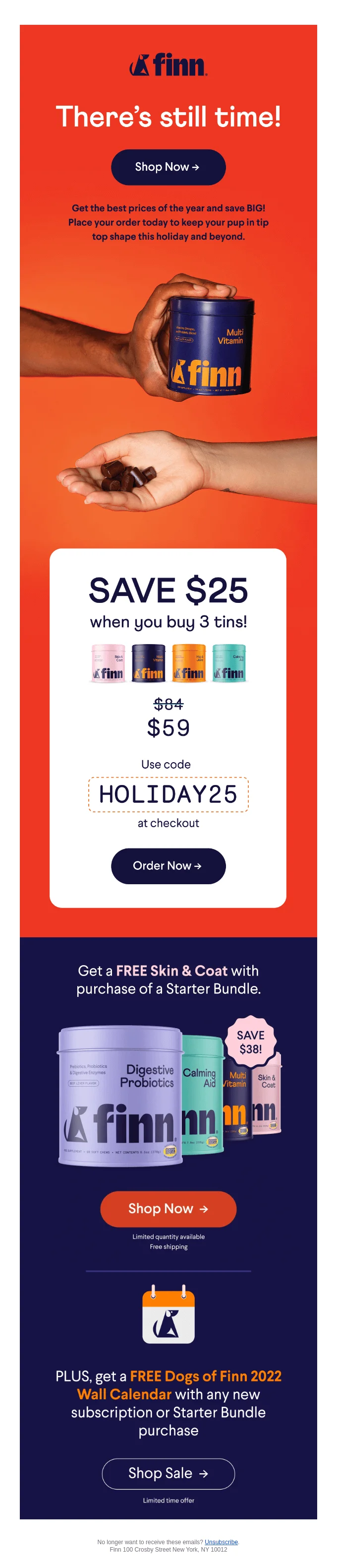 Pet care Brand Finn’s last minute shopping Christmas newsletter