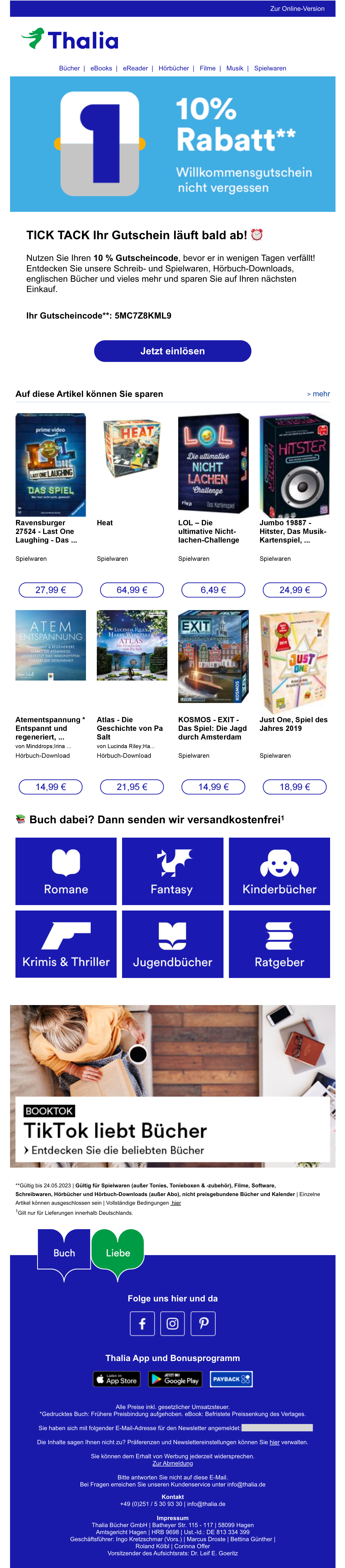 Erinnerungs-E-Mail von Thalia