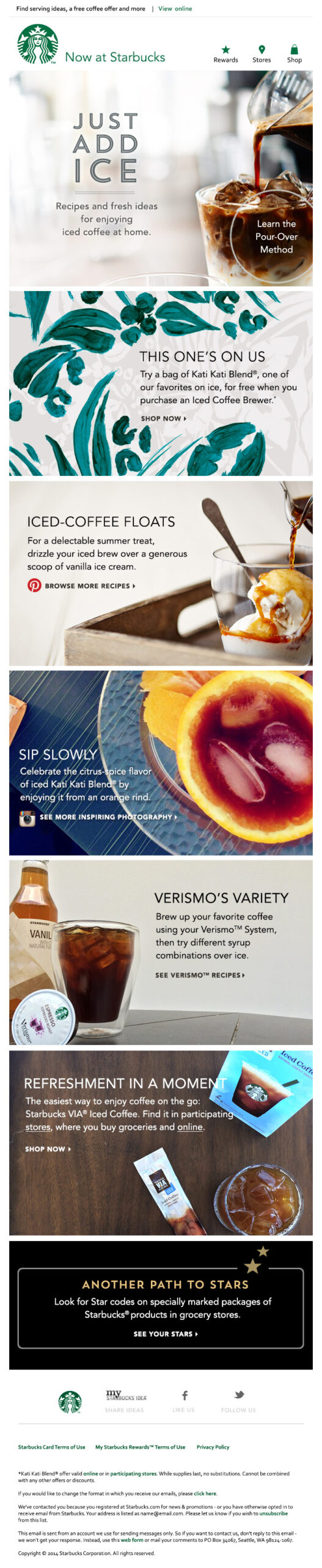 An example of a well-structured email from Starbucks