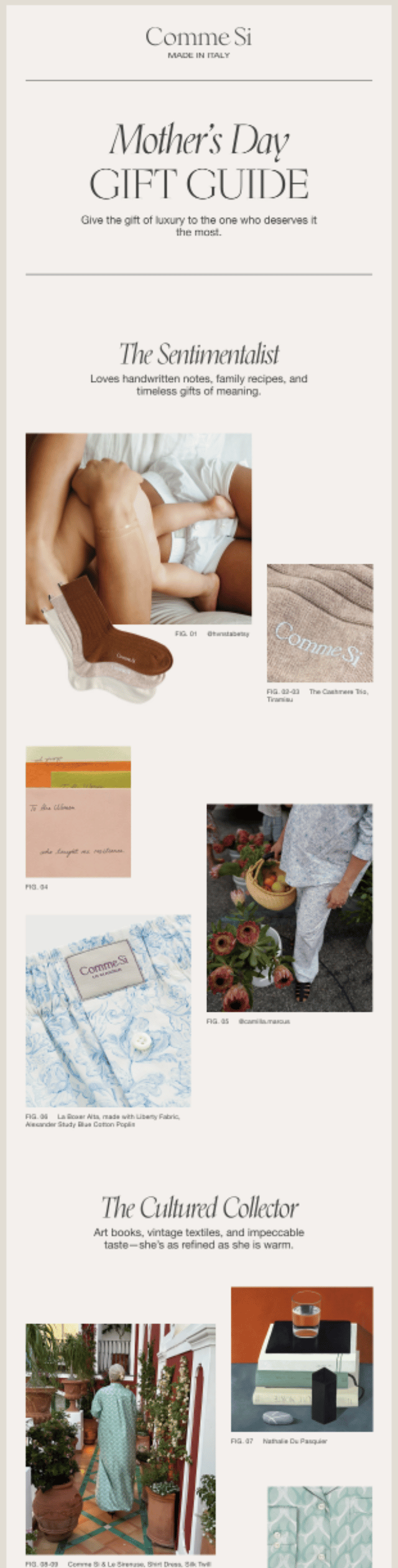 Mother’s Day email gift guide with luxury socks