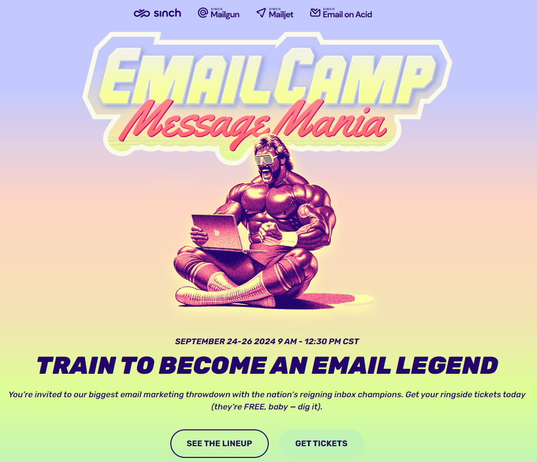 Beispiel für eine Event-Landingpage zum Email-Camp bei Sinch.