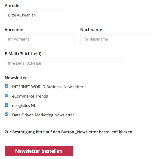 Die verschiedenen Newsletter von INTERNET WORLD Business 