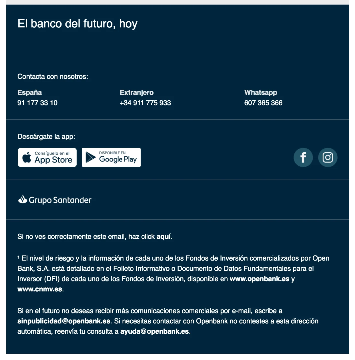 Pie de email - Openbank