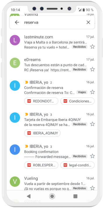 Emails bandeja de entrada